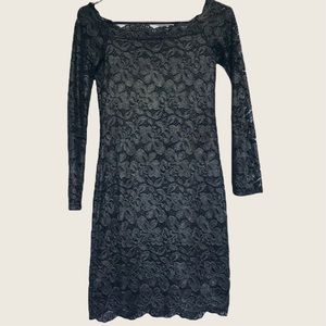 4/$25 H&M off the shoulder floral lace gunmetal dress